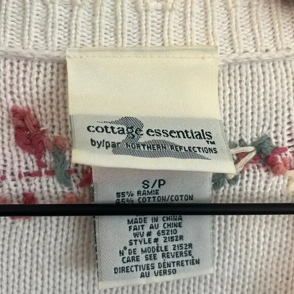 Vintage Knit Cardigan Sweater Small Oversized Knit Roses Grannycore Embroidered - Picture 5 of 6